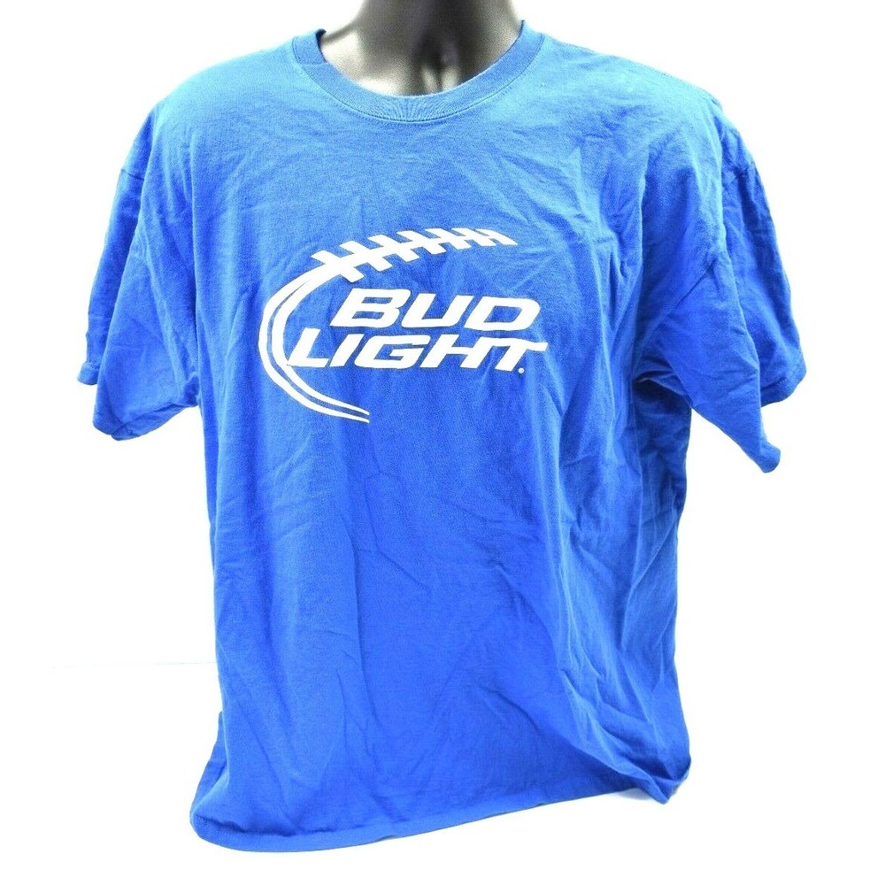 Budlight Beer Mens Size XL T-Shirt Blue NWOT Fantasy Football‎ Promo by MV Sport